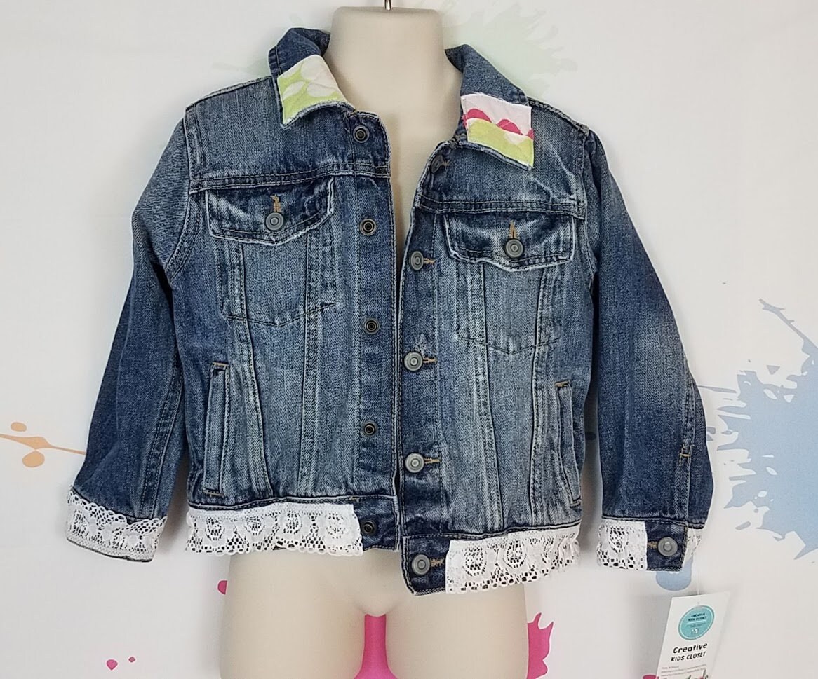 Toddler Girl's 3 T Jean Jacket Girl's Lace Jean Etsy.de