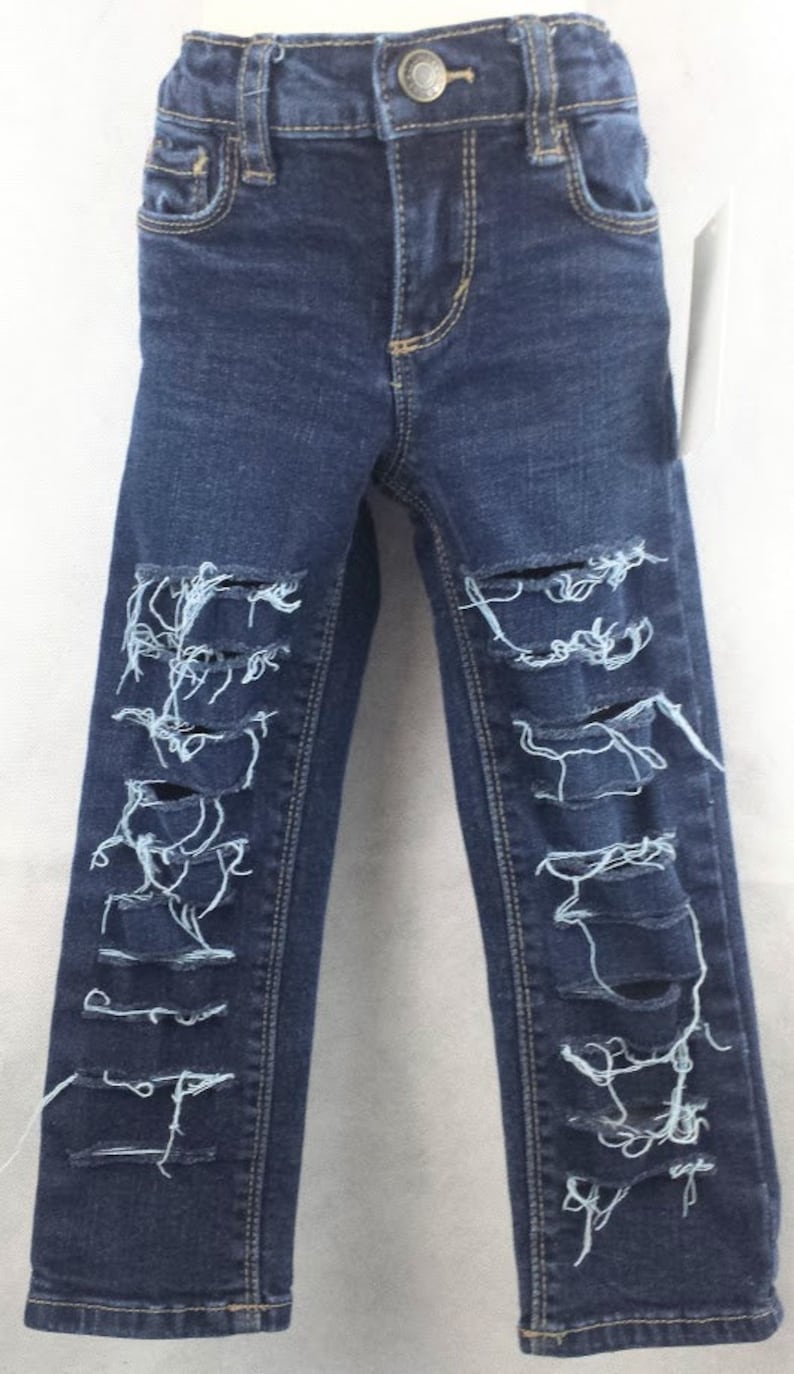 Destroyed Adjustable Waist Jeans Toddler/'s Refashioned Distressed Denim Jeans Free Shipping Toddler Girl/'s Size 3 T Skinny Jeans