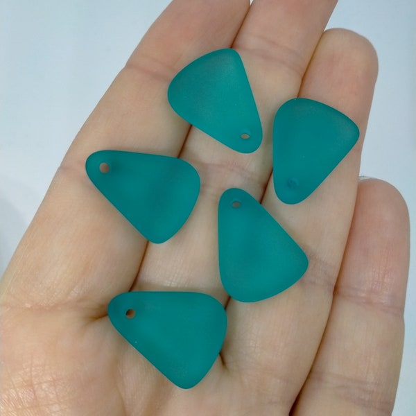 Faux blue sea glass, jewellery making, jewellery supplies, craft supplies, UK seller, opaque, frosted, charms, pendants, beach jewelry