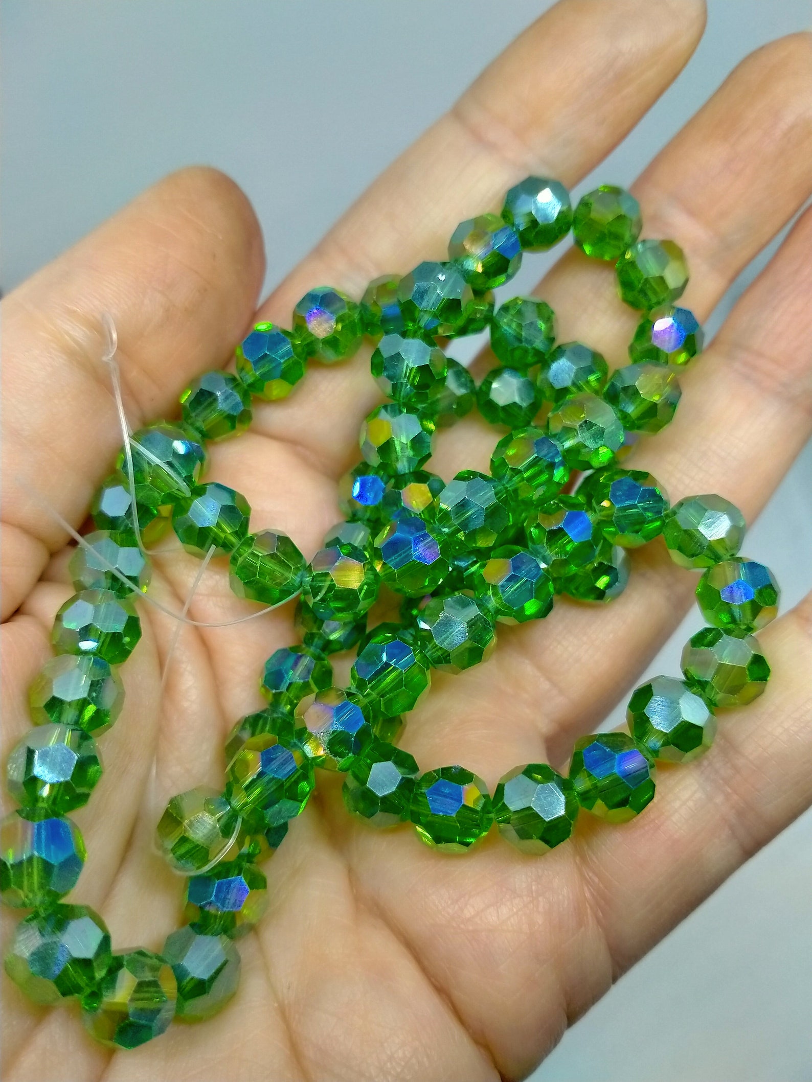 Full strand Green Crystal Glass beads 8mm beads round beads Etsy