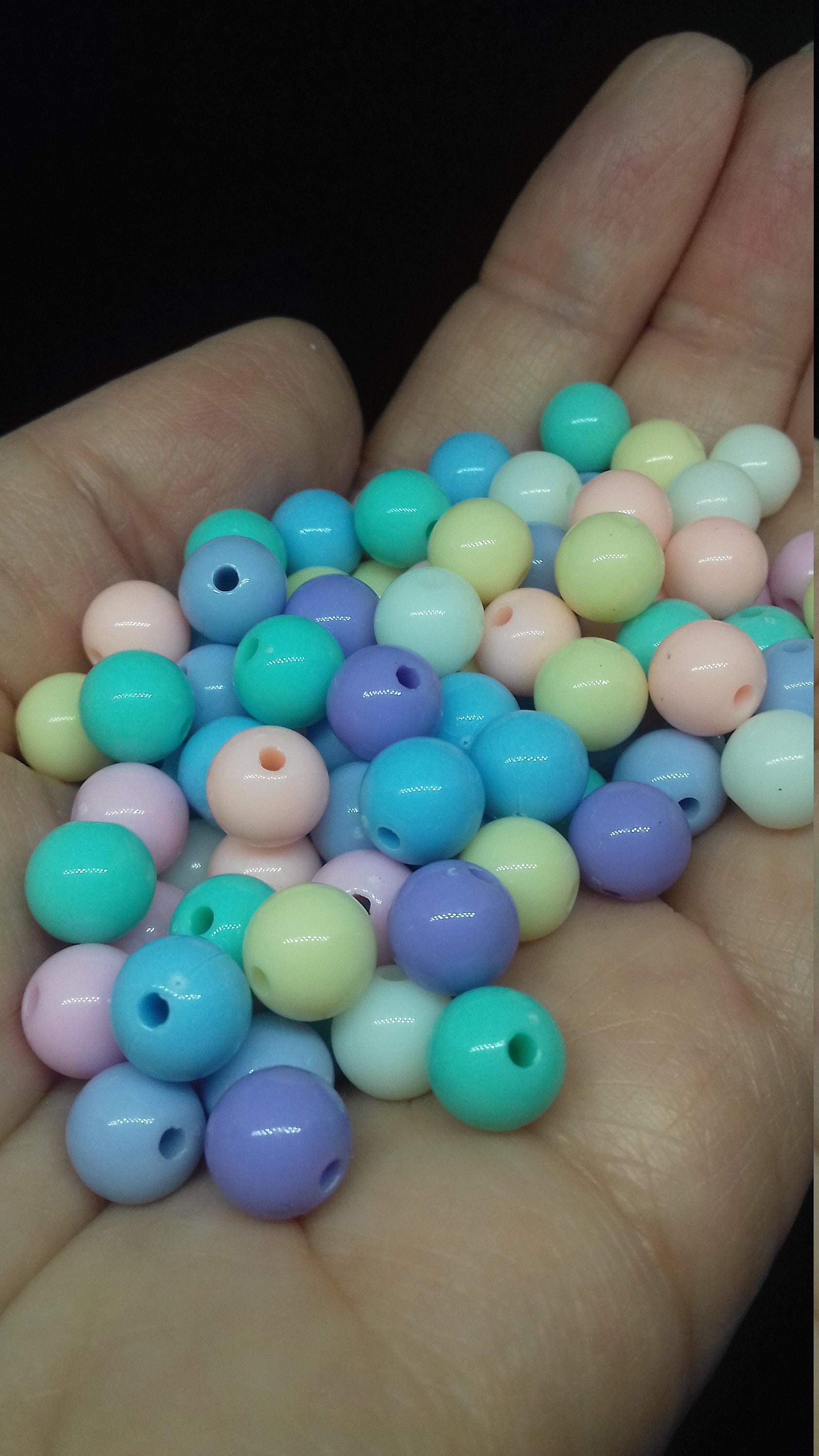 100 pastel coloured beads round beads 8mm beads pink blue Etsy