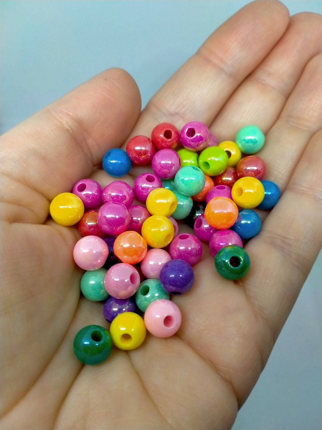 50 or 100 Acrylic Multi Coloured Beads 8mm Beads Round Etsy