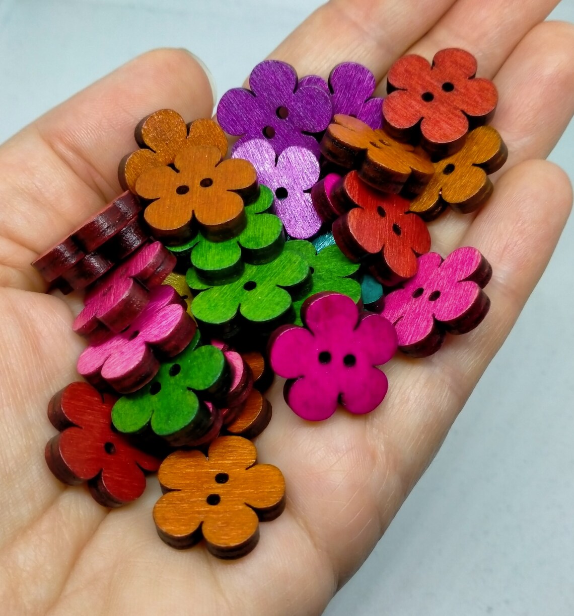 25 Flower buttons shaped buttons bulk buy buttons coloured Etsy