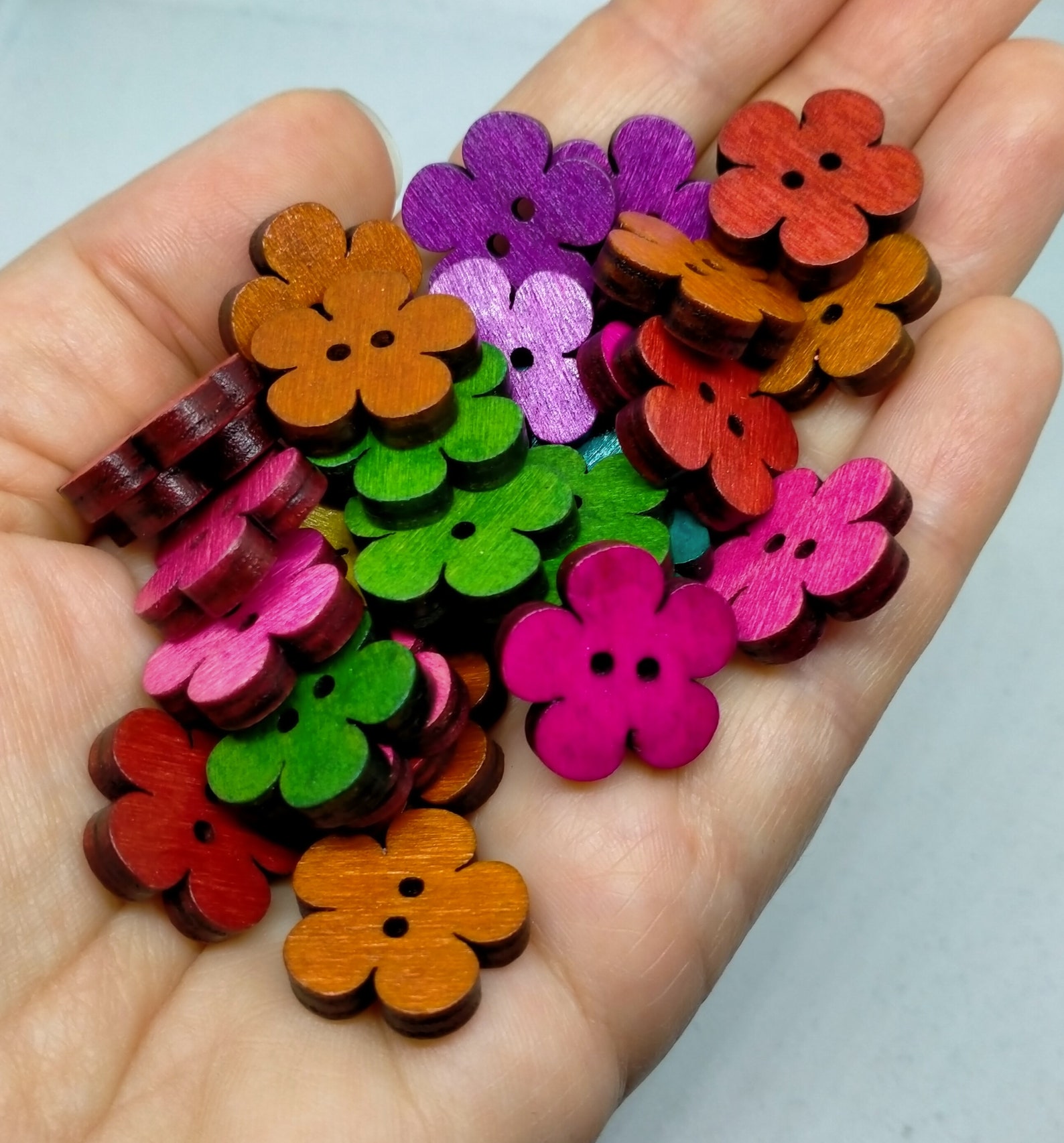 25 Flower buttons shaped buttons bulk buy buttons coloured Etsy