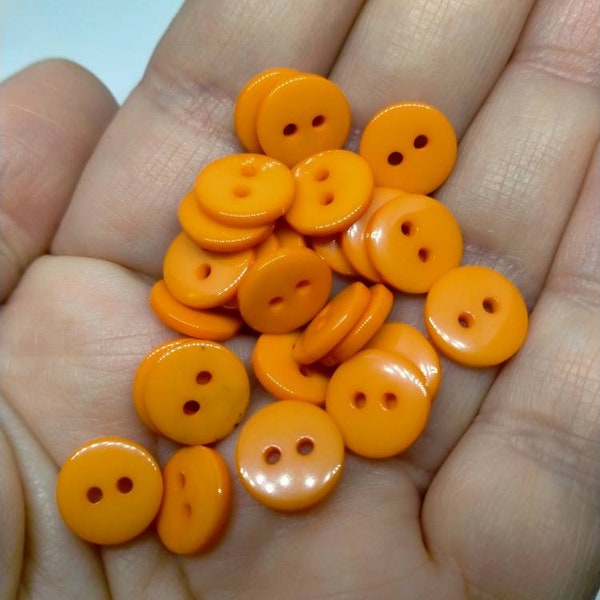 Orange buttons, small buttons, round buttons, sewing buttons, buttons, 2 hole buttons, 10mm buttons