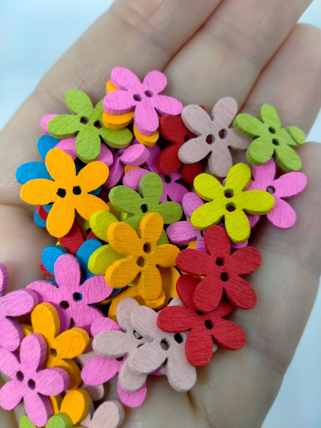 40 Flower Buttons Shaped Buttons Bulk Buy Buttons Coloured Etsy