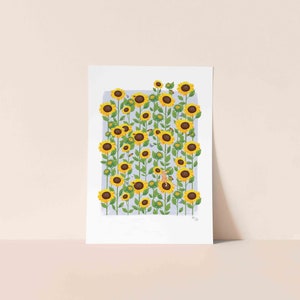 Field of Sunflowers Illustrated Art Print