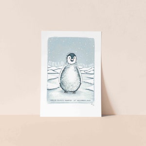 Penguin New Born Baby Personalised Art Print image 1