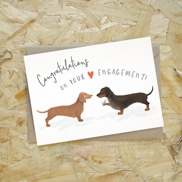 Sausage Dog Engagement Card