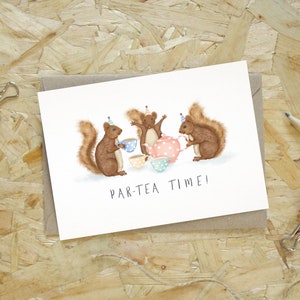 Squirrel Birthday Card - Tea themed