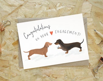 Sausage Dog Engagement Card