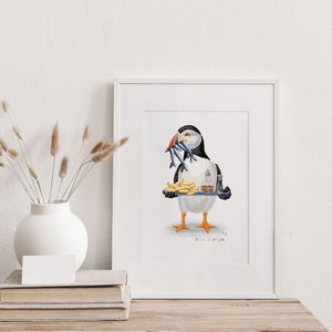 Puffin Fish Supper Illustrated Print image 2