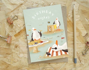 Seagull Seaside Birthday Card