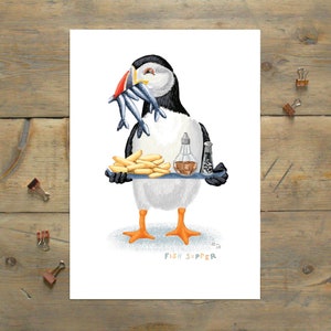 Puffin Fish Supper Illustrated Print image 4