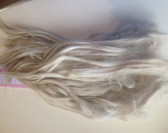 170-190mm length - White Suri Alpaca - for coarser dolls hair - 100g (3.4oz) - 7inches+