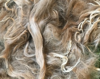 170-190mm length - Suri Alpaca locks - suitable for dolls hair - 100g (3.4oz) - LIGHT FAWN / BROWN