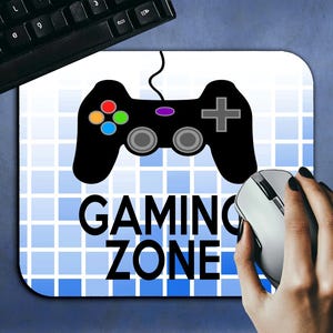 Gamer Mouse Pad #7, Gaming Zone Mouse Pad, Gamer Desk Mat, Video Game Controller Mousepad, Grid Pattern Gaming Decor, Gift for Gamers