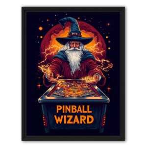 Pinball Wizard Poster 1, Fine Art Print, Canvas, Framing Optional, AI Generated Fantasy Art, Arcade Game Room Decor, Pinball Enthusiast Gift