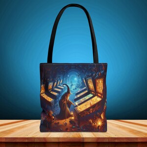 Pinball Wizard Tote Bag #9, Arcade Gamer Gift, Retro Pinball Art, Wizard Playing Pinball, Gaming Tote Bag, Fantasy Arcade Bag, Pinball Gift