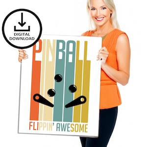 Flippin&#39; Awesome Pinball Poster #3, Instant Download, Pinball Enthusiast Gift, Game Room Decor, Arcade Art DIY Print & Frame it Yourself