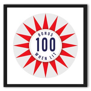 Pinball Bumper Art, Bonus 100 Points When Lit Poster #14, Fine Art Print, Canvas, Framing Optional, Pop Art Game Room Print, Arcade Gift