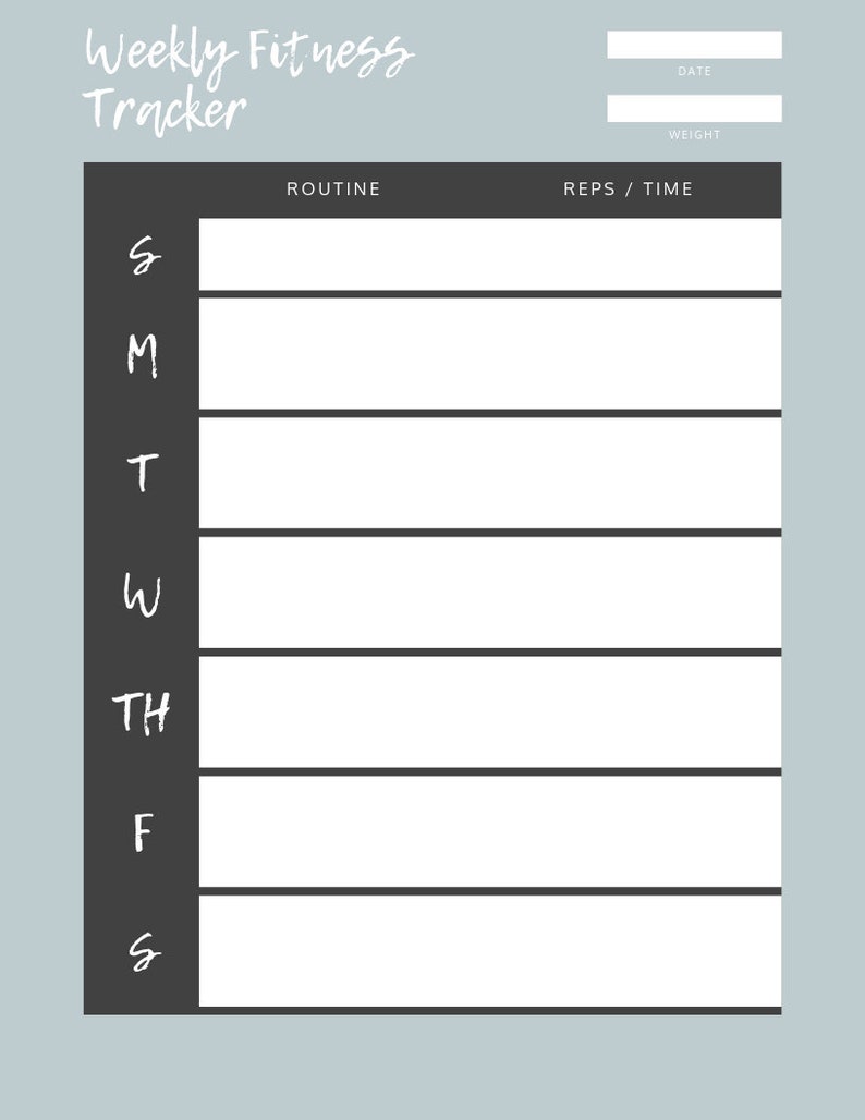 Weekly Workout Chart Pdf