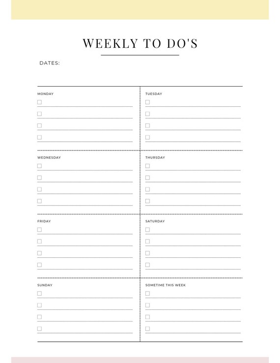 Printable Weekly Planner Weekly To Do List Instant | Etsy