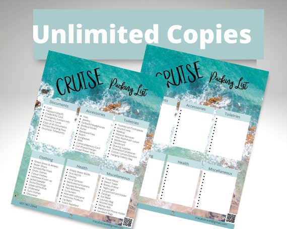 Cruise Packing List Printable Instant Download Beach - Etsy