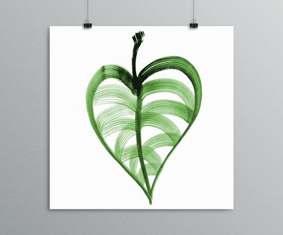 Nature Poster Heart Shaped Leaf Plant Lover Modern Art Etsy