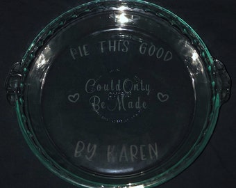 Custom Engraved Etched Printed Personalized Large Block Letter Monogram Initial Wedding Gift Pie Plate