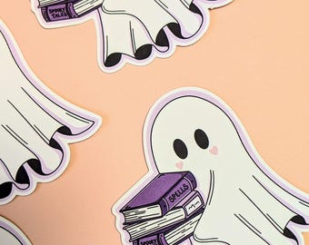 Gespenst mit Bücher Sticker | Pastel Goth Hexerei Dekoration