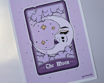 Impressão da Carta de Tarô da Lua | Arte de Parede Bruxa | (A5 e A4)