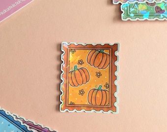 Pegatina holográfica de calabaza: decoración gótica pastel espeluznante para Halloween