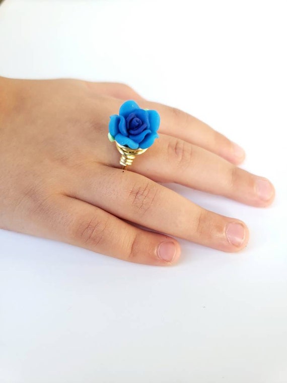 Blue cheap rose ring