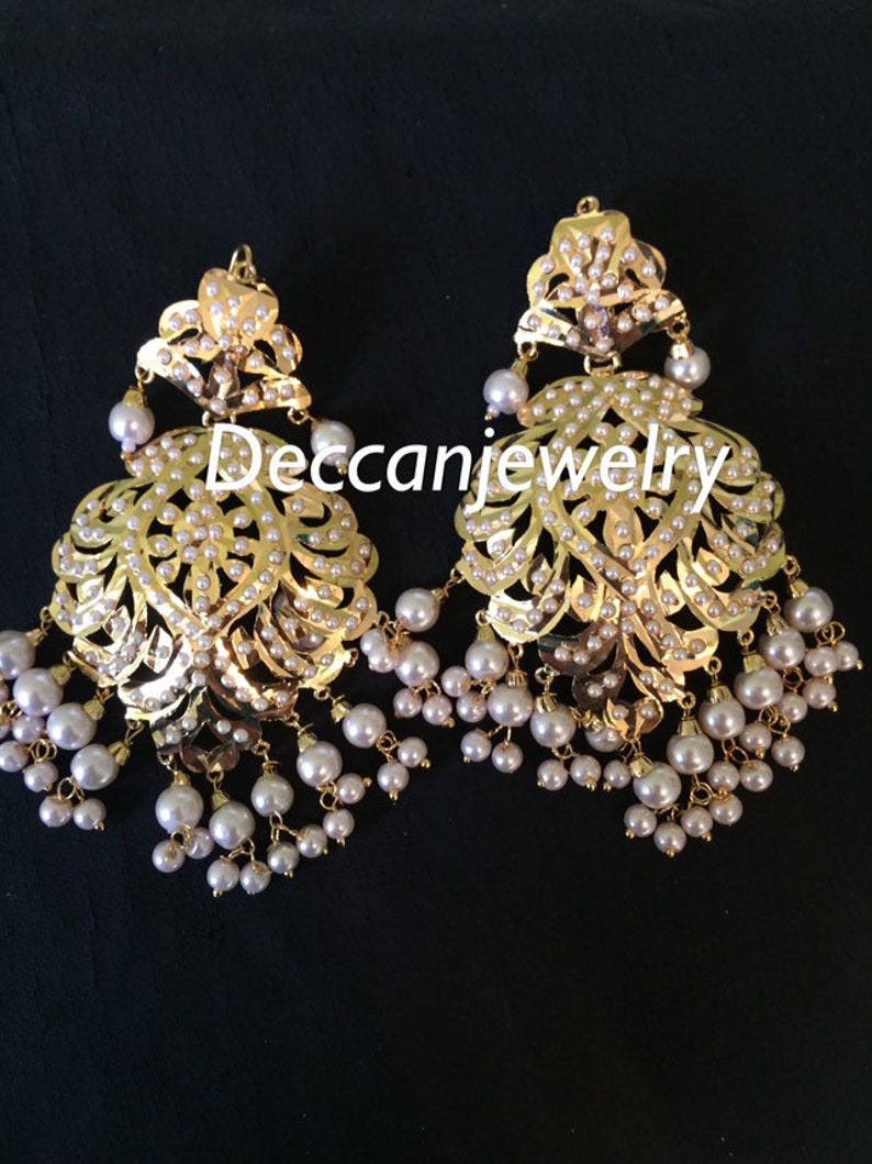 Siya punjabi jadau earrings tika set in white punjabi Etsy