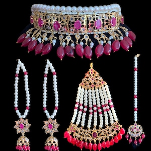 BR53 jadavi lacha bridal set in rubies , Indian jewellery, hyderabadi jewellery