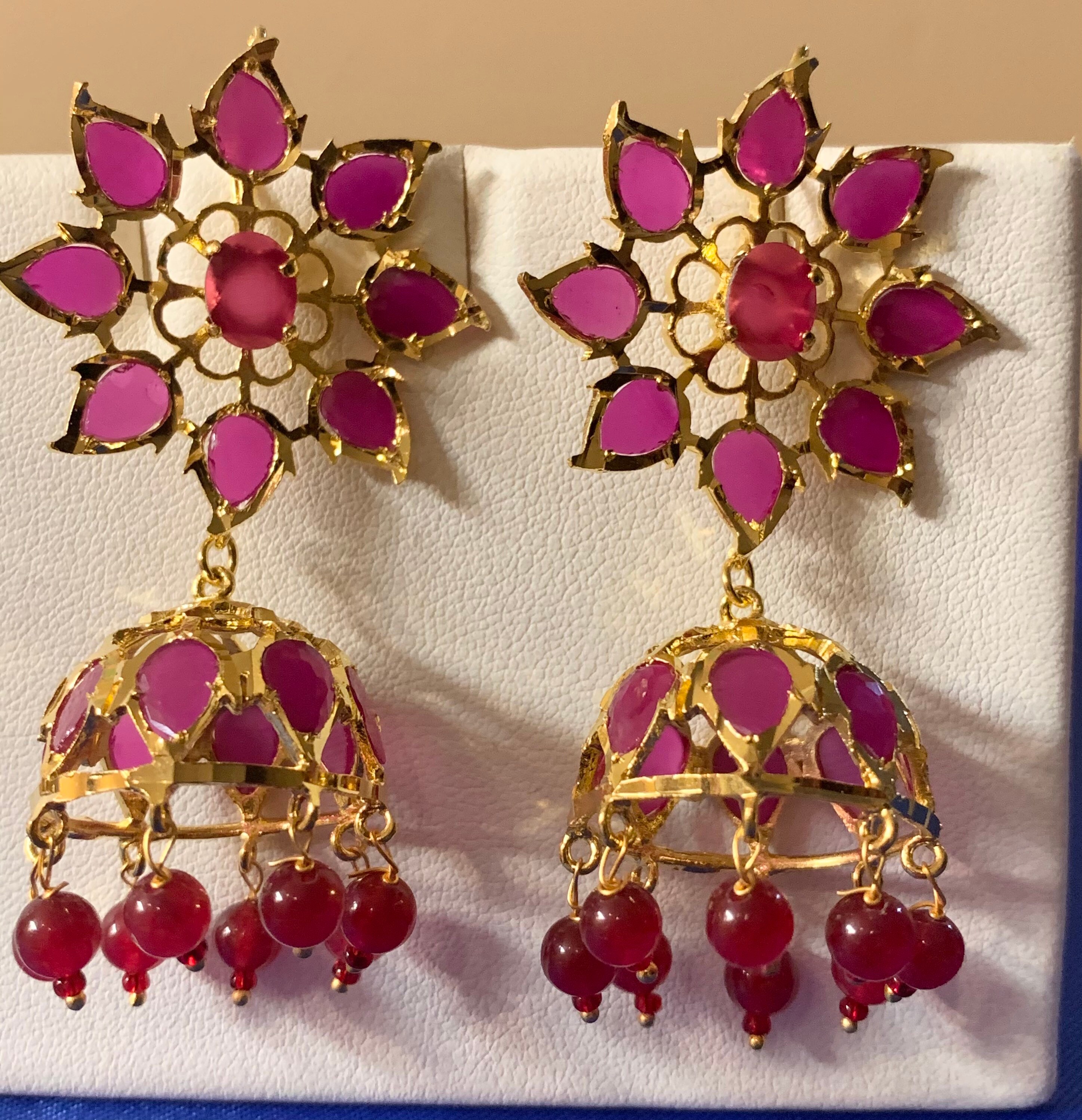 Evelyn Hyderabadi Karanphool Jhumka in Semi Precious Ruby | Etsy