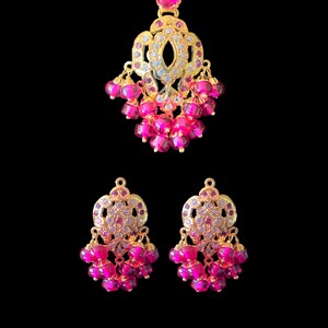92.5 silver gold plated pendant set in ruby with zircon , Indian jewellery