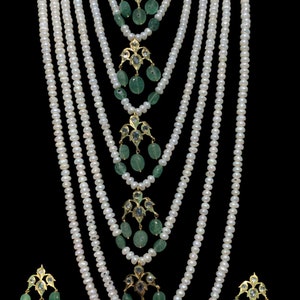 SAT35 Insia hyderabadi satlada in fresh water pearls and emeralds , Indian jewellery