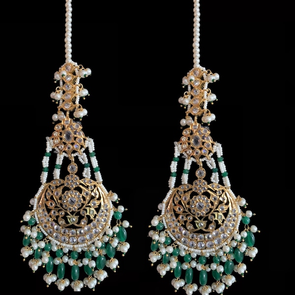 Romana  hyderabadi jadau jhoomar earrings in pearls , jhoomar earrings , Indian jewellery