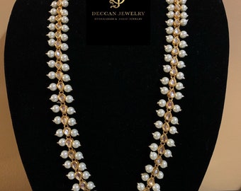 NS161 Saru Indian kundan long necklace - jadau jewelry , Indian JEWELLERY