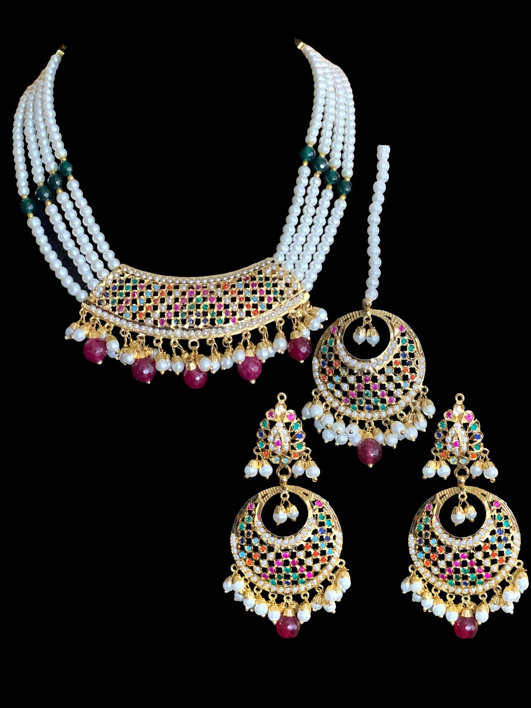 Buy NS317 Piya Punjabi Jadau Necklace With Earrings and Tika in