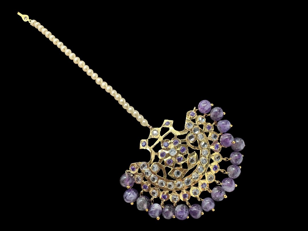 DJTK308 Saha Hyderabadi Tika in Shell Pearls With Amethyst or Purple ...
