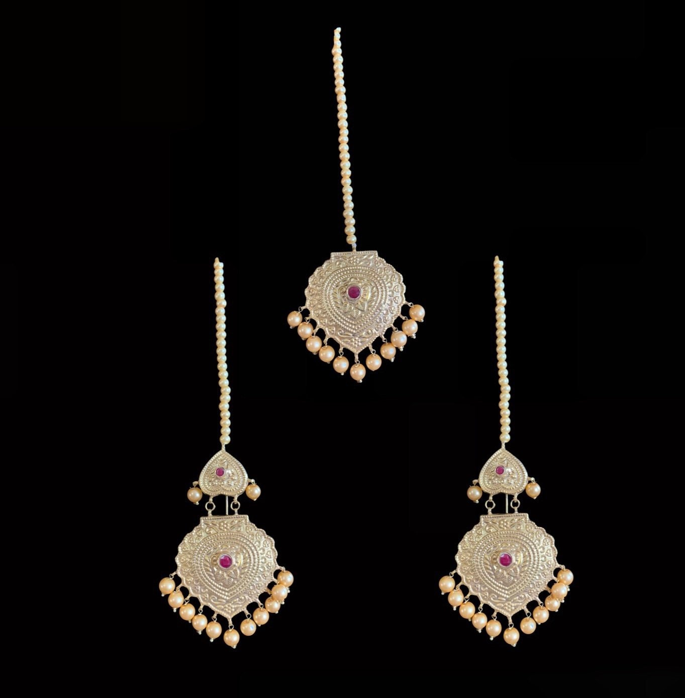 LN42 Chanda Rani Haar With Earrings Tika in Gold Plating , Indian ...