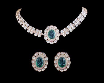 C250  high quality polki  choker set  in ruby     / indian jewellery
