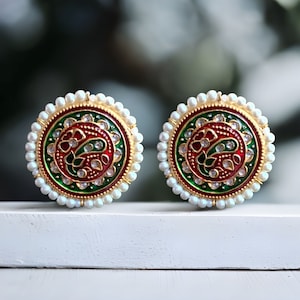 ET503 Navya kundan meenakari earrings , Indian JEWELLERY