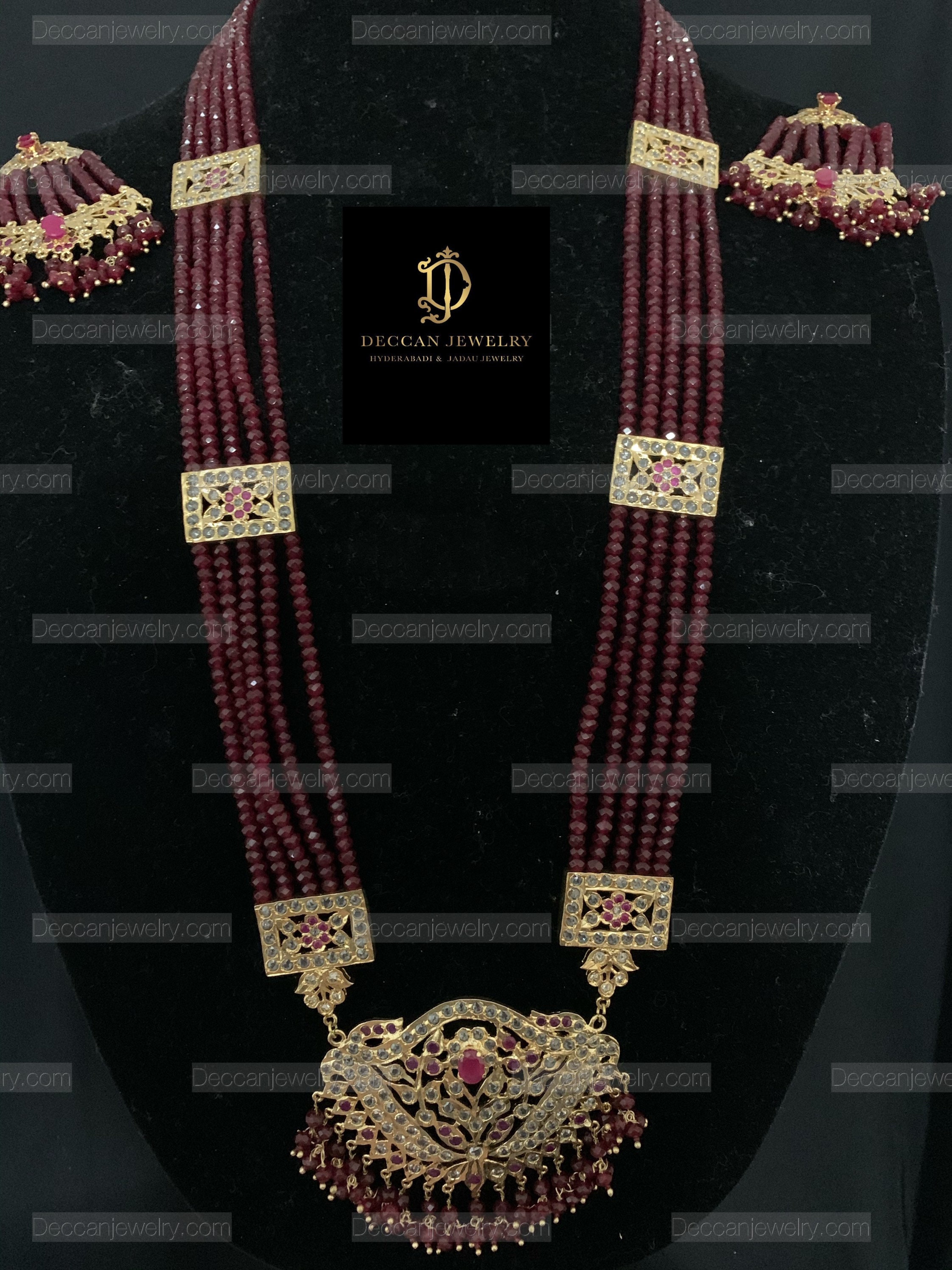 Hareem Hyderabadi Jadau Ruby Onyx Beads 