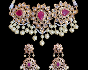 C203 Shaburi gold plated hyderabadi choker with pearls in gold plating , Indian jewellery