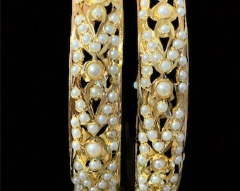 B127 Veena punjabi  jadau bangles in pearls , punjabi jewellery , indian jewellery