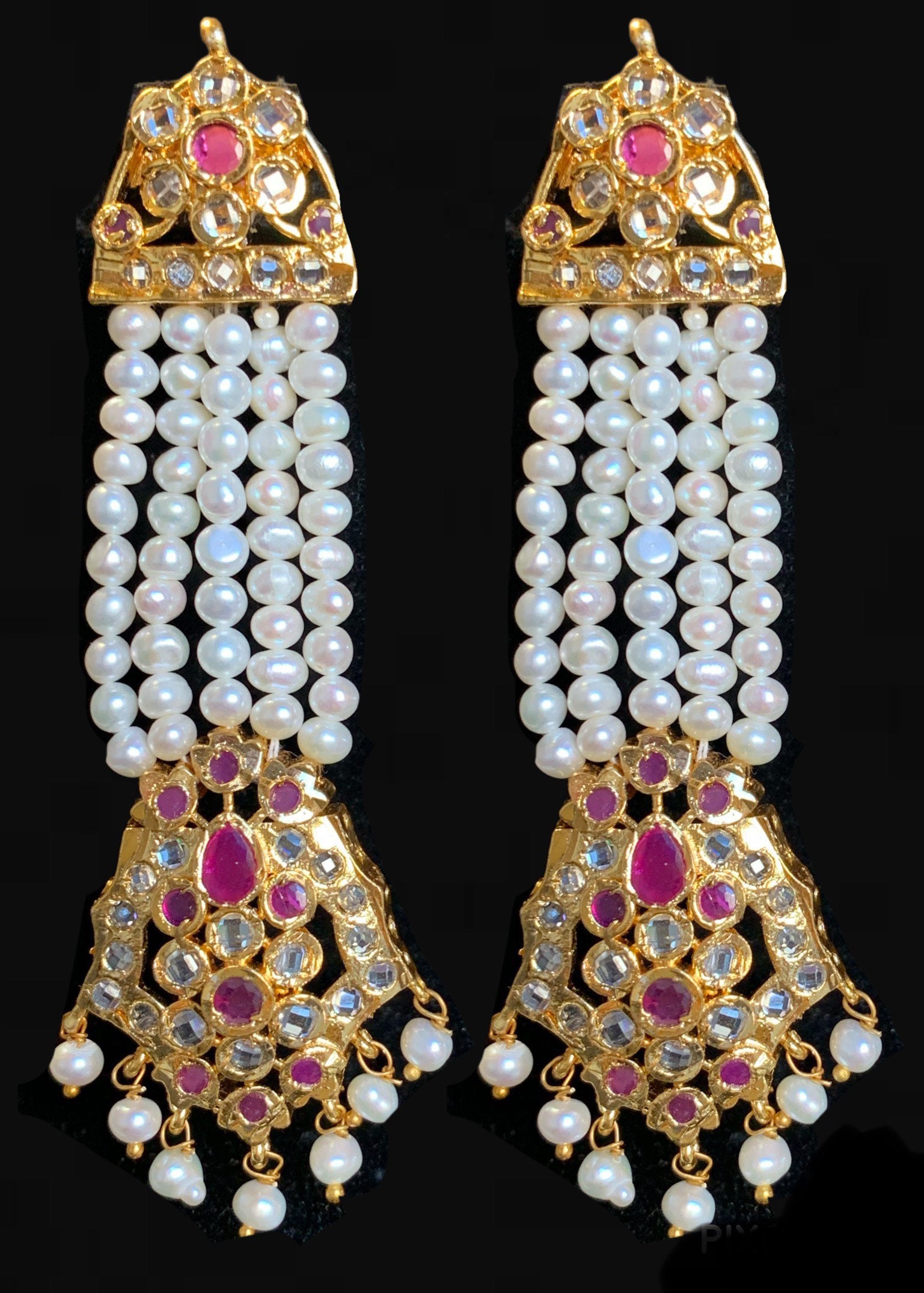 Dua Hyderabadi Jadau Rani Haar Set in Fresh Water Pearls With Earrings ...
